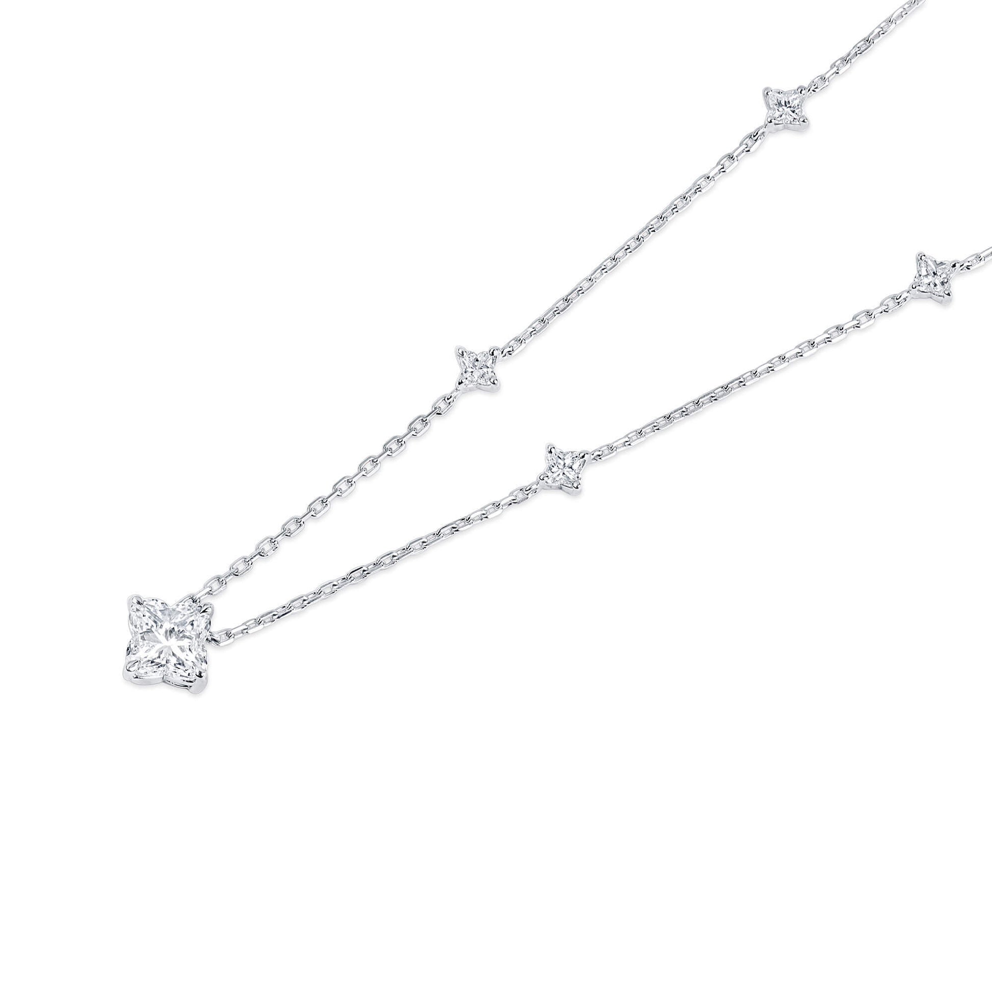 White Diamond Pendant, 2.67 Ct. TW, Princess Shape, GIA Certified