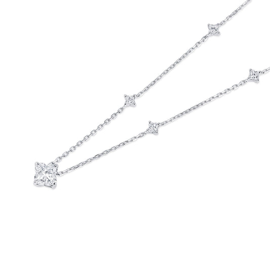 תליון יהלום לבן, 2.67 קראט TW, צורת נסיכה, מאושר על ידי GIA 