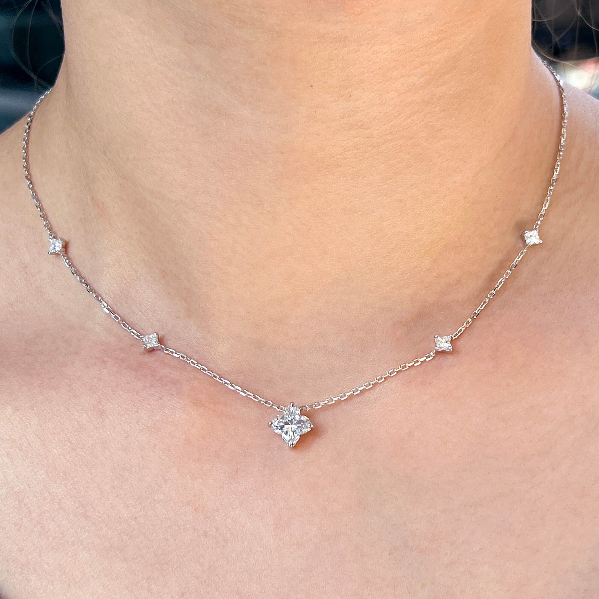 White Diamond Pendant, 2.67 Ct. TW, Princess Shape, GIA Certified