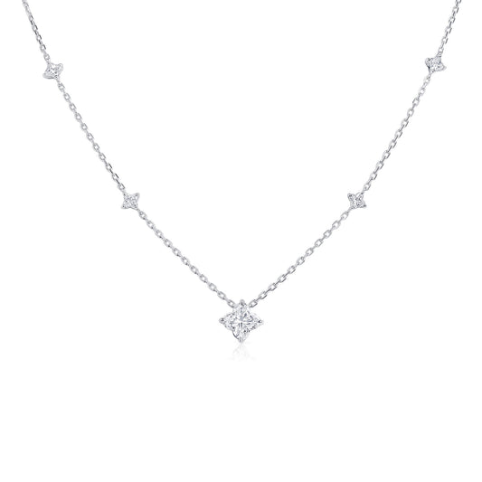 תליון יהלום לבן, 2.67 קראט TW, צורת נסיכה, מאושר על ידי GIA 