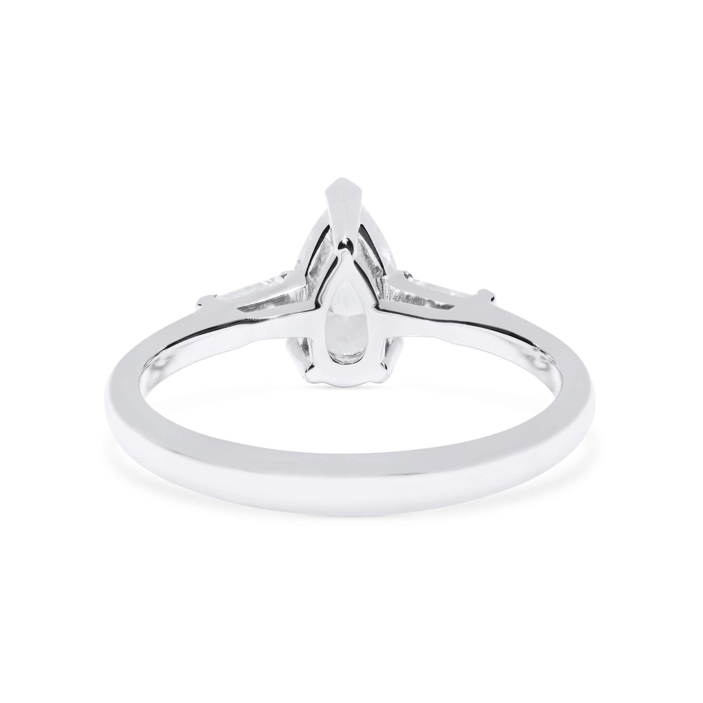 Natural Diamond Three Stone Ring, 18K White Gold, Pear Shape, 0.62 Ct. TW