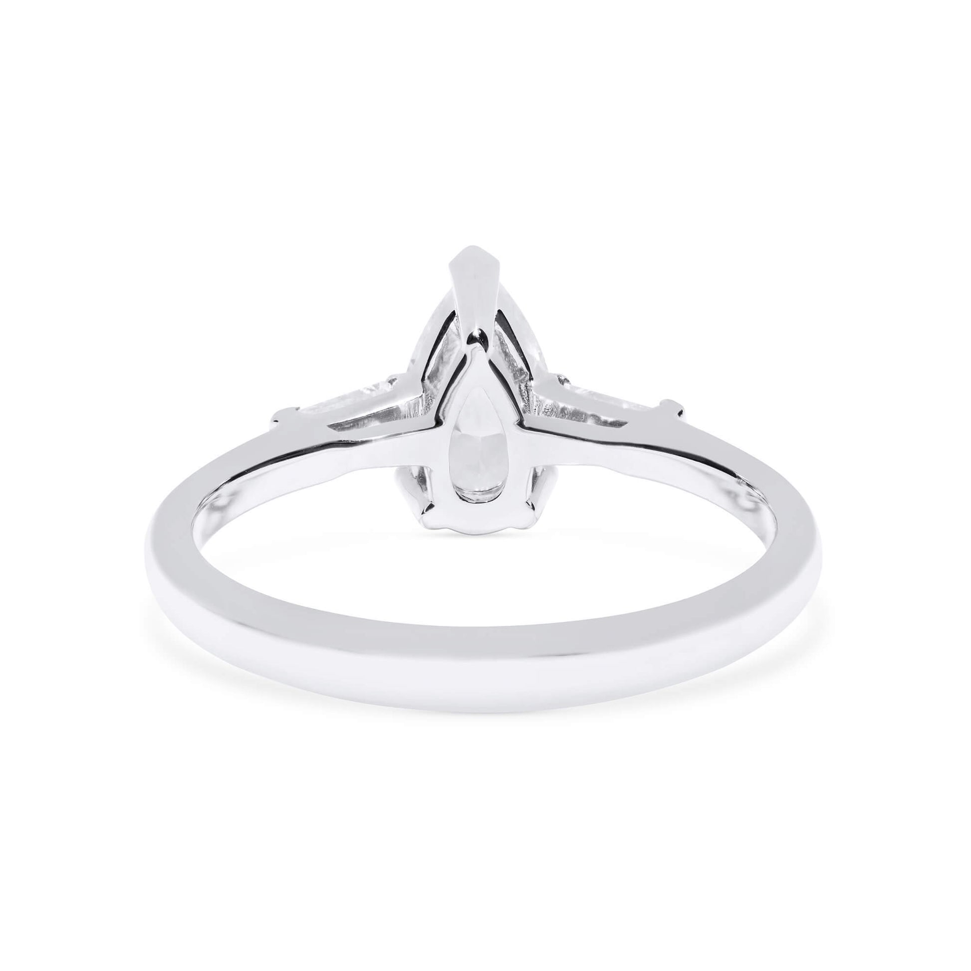 Natural Diamond Three Stone Ring, 18K White Gold, Pear Shape, 0.62 Ct. TW
