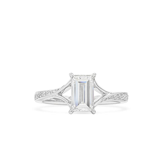 טבעת יהלום לבן, 1.17 קראט TW, צורת באגט, מוסמכת GIA 