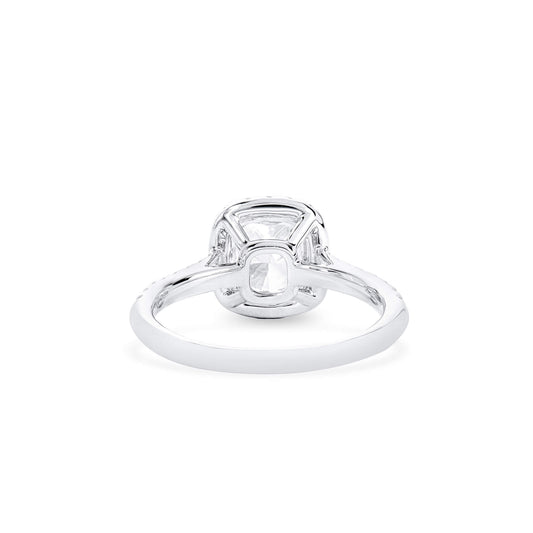 טבעת יהלום לבן, 2.32 קראט TW, צורת כרית, מוסמכת GIA