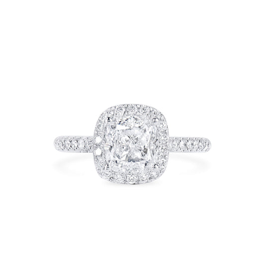 טבעת יהלום לבן, 2.32 קראט TW, צורת כרית, מוסמכת GIA