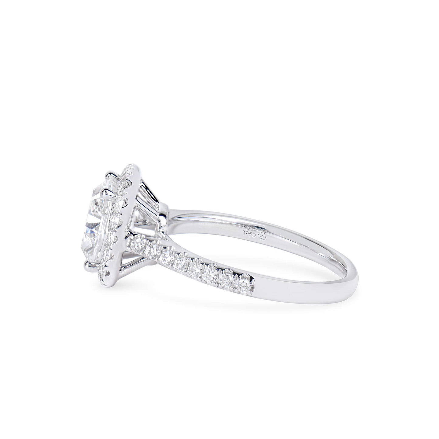Natural Diamond Halo Ring, 18K White Gold, Cushion Shape, 2.45 Ct. TW