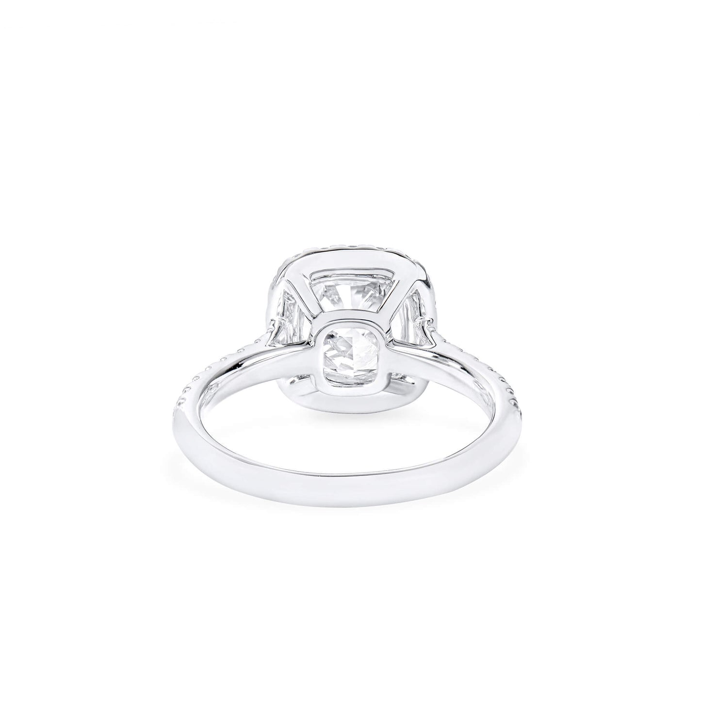 Natural Diamond Halo Ring, 18K White Gold, Cushion Shape, 2.45 Ct. TW