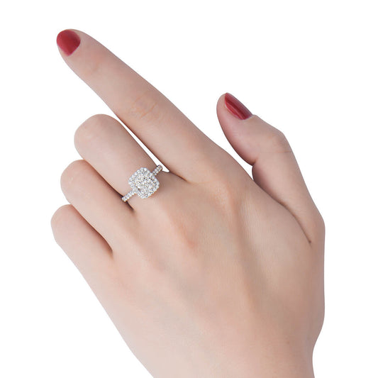 טבעת יהלום לבן, 2.54 קראט TW, צורת כרית, מוסמכת GIA