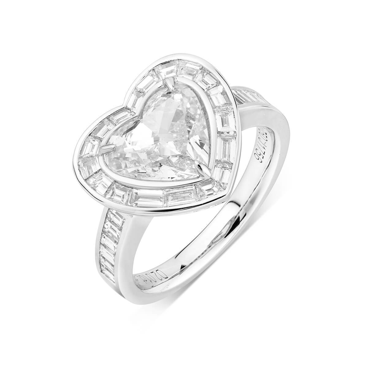 White Diamond Ring, 3.12 Ct. TW, Heart Shape, GIA Certified