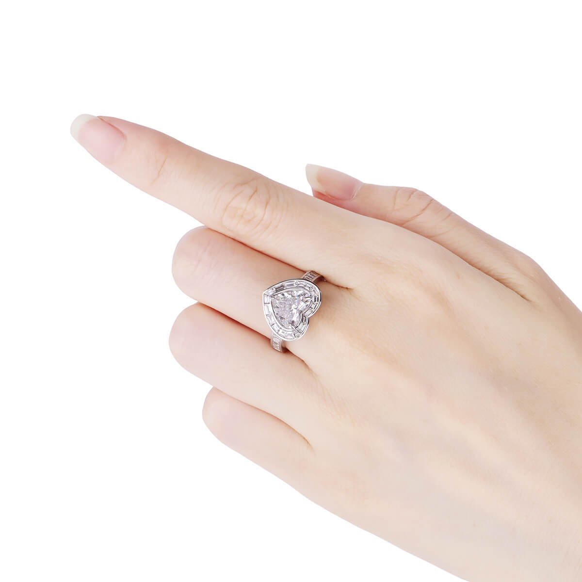 White Diamond Ring, 3.12 Ct. TW, Heart Shape, GIA Certified