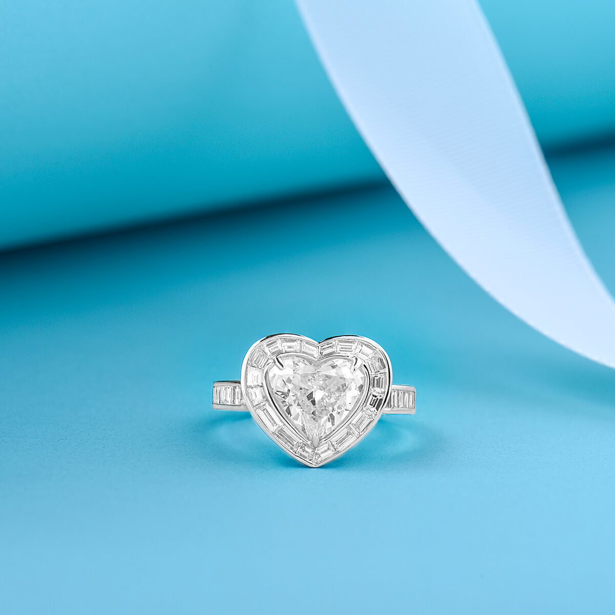 White Diamond Ring, 3.12 Ct. TW, Heart Shape, GIA Certified