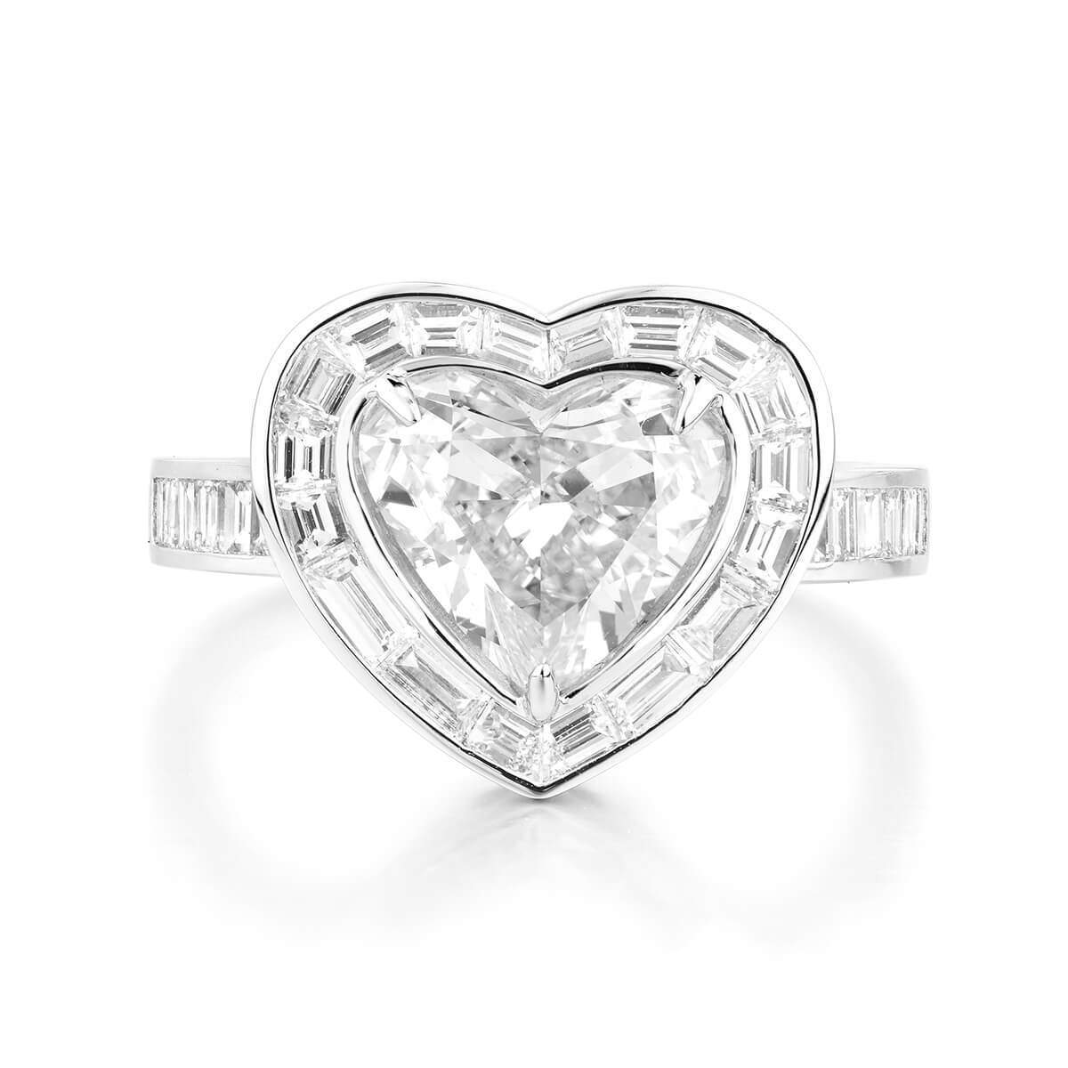 White Diamond Ring, 3.12 Ct. TW, Heart Shape, GIA Certified