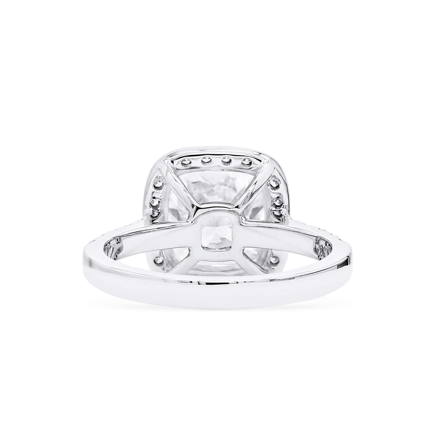 Natural Diamond Halo Ring, 18K White Gold, Cushion Shape, 3.64 Ct. TW