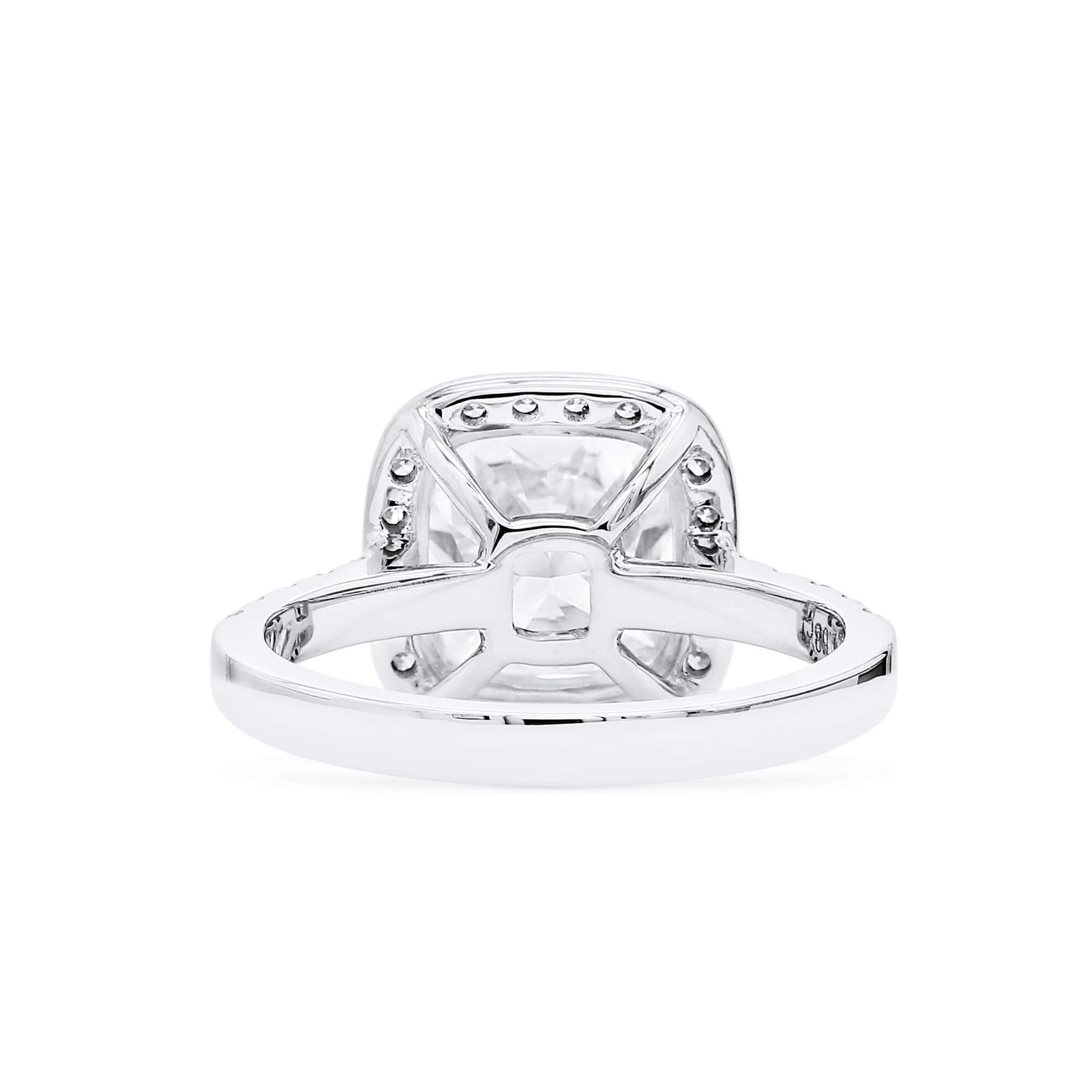 Natural Diamond Halo Ring, 18K White Gold, Cushion Shape, 3.64 Ct. TW