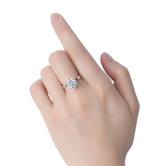 טבעת יהלום לבן, 4.12 קראט TW, צורה עגולה, מוסמכת GIA