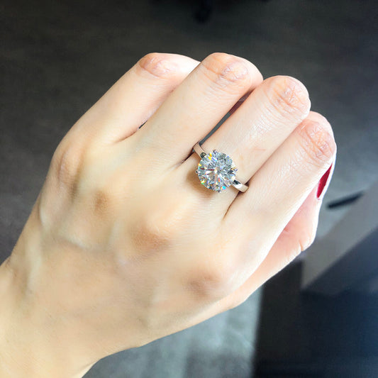 טבעת יהלום לבן, 4.12 קראט TW, צורה עגולה, מוסמכת GIA