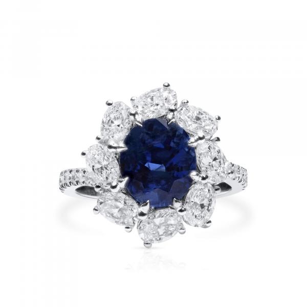 Natural Blue Sapphire Ring, 3.75 Ct. (5.91 Ct. TW), GRS Certified, GRS2021-088666, Unheated